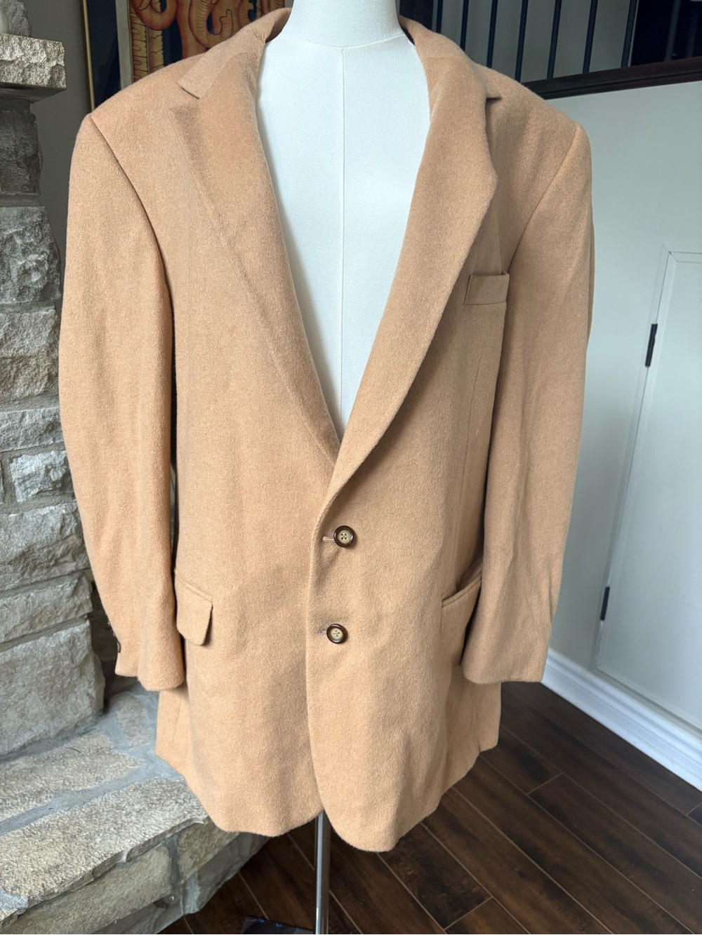 Moores Camelhair Blend Wool Blazer Camel Tan Men's 46 Tall